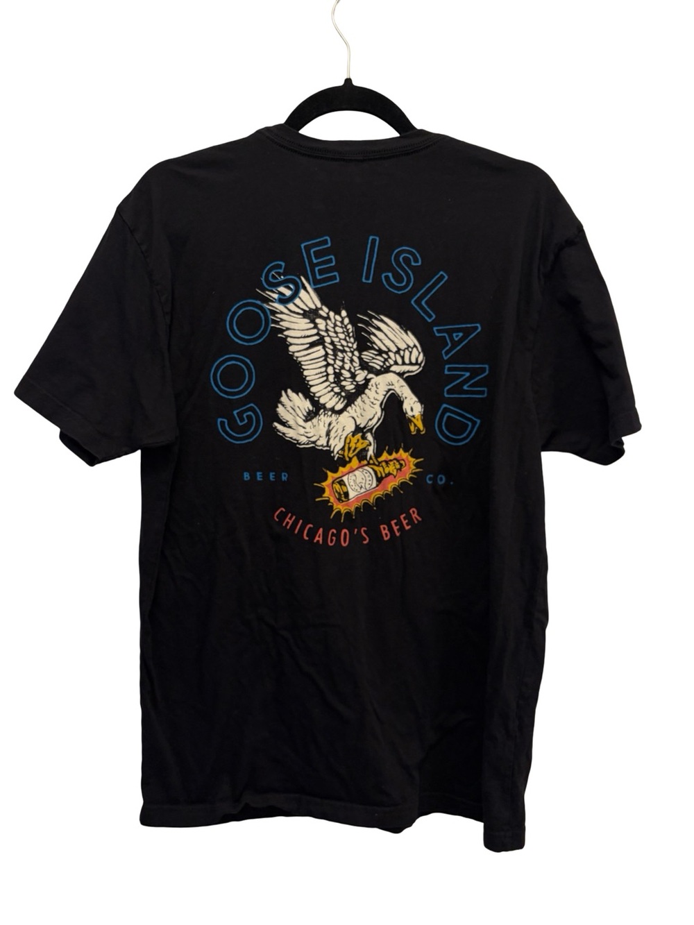 Goose Island Beer Co T Shirt Mens L Black Chicago's Beer Graphic Logo Tee